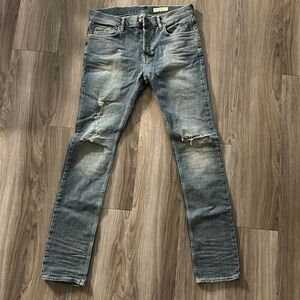 All Saints Men’s Cigarette Skinny Distressed Blue Jeans